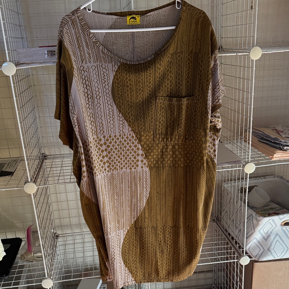 Geometric Patterned Brown/Teal dress